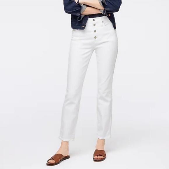 NEW J. Crew White Denim Vintage Straight Leg High Waisted Jeans - Picture 2 of 10